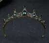 Headpieces Vintage wedding crown dark green Rhinestone Beaded Hair Accessories Band Crown Tiara Headpiece Jewelry