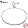 925 Sterling Silver Sparkling Strand Armband Kvinnor Länk Tennis Armband Silver Smycken 3 Färger SCB029