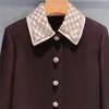 Miscele di lana da donna MIU Autunno e inverno Single-Breeded Stitching Slitting Sleeve Coat Woolen Coat Beaded Style Style Donne