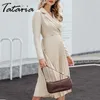 Tataria Vintage pleated belt blazer dress women Elegant office ladies es Long sleeve suit female autumn party 210514