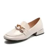 Witte loafers schoenen vrouwen lente 2022 nieuwe low-hak casual meisjes student schoenen lederen vierkante teen Koreaanse Engeland dagelijks