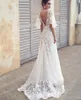 2022 Boho Abito da sposa in pizzo A-Line bianco semplice abiti da spiaggia bohémien sexy backless scollo a V lunghezza del pavimento abiti estivi BC2836