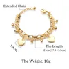 Popular Layered 18k gold plated heart charm bracelet paperclip chain stainless steel jewelry for gift