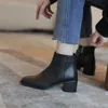 Meotina femmes bottines chaussures en cuir véritable à talons hauts dames bottes bout rond fermeture éclair talons épais bottes courtes automne hiver 40 210520