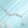 Qmcoco 925 Silver Clavicle Chain Kvinna Halsband 2021 Trendig Elegant Vete Ears Pearl Tassel Kvinna Födelsedagsfest Smycken Gift