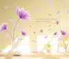 New Romantic Elegant Frosted Pink Lily Flower Petal Removable Wall Sticker Bedroom Living Room Home DIY 210420