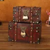 Retro Treasure Chest with Lock Vintage Wooden Storage Box Antique Style Jewelry Drop 211102