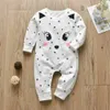Niemowlę Odzież dziecięcy Romper Cute Cartoon Print Długim Rękawem Kombinezon Jesień Born Girl Clothes Toddler stroje 210816