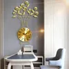 Wall Clocks European Fashion Golden Clock Modern Creative Large Vases Quartz Sitting Room Mute Blue / White Glass Diamond