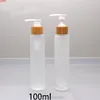 100ml 10 pçs / lote Cosmético Facial Cleanser Frasco Recarregável, DIY Frosted Glass Lotion Papel de bomba, Recipientes de Bambu Qty