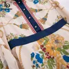 Sommar Fashion Runway Elegant Midi Dress Women's Tenn-down Collar Floral Print Vintage Party Vestidos 210522