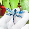 Булавки броши Blue Crystal Dragonfly Vintage Insect Brooch для женщин модные аксессуары для животных подарки Boutonniere SeaU22