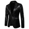 Men Shiny Gold Sequin Glitter Embellished Blazer Jacket Nightclub Blazers Wedding Party Suit Stage Singers Clothes