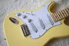 Factory Outlet-Left Handed 6 Strings Yellow Electric Guitar with White Pickguard,Scalloped Rosewood Fretboard,High Cost Performance