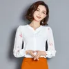 Clothing Women Plus Size 4XL Long Sleeve Women's Blouses Printed Solid Color Shirt Chiffon Blouse Ladies Tops 5 Color 2640 210417