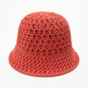 Bucket Hat Stickad ihålig och andningsbar solskyddskeps för kvinnor