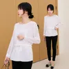 Moda Kobiety Szyfonowe Białe Bluzki Jesień Przyczynowe Hollow Out Damskie Koszule Długi Rękaw O-Neck Kobiety Topy 6336 50 210527