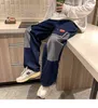 Men Jeans Hip Hop Patchwork Oversized Straight Jean Pants 2021 Mens Red Heart Print jeans Top Quality Streetwear Denim 0309