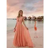 Vintage Sweety Evening Prom Dresses Blush Pink A Line Chiffon Lace Appliques Deep V Neck Sexy Sheer No Sleeves Girls Party Formal Dress