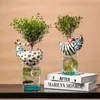 Resina Animal Cabeça Vaso com Tanque de Peixe Bolha Natural Cacto Plantas Suculentas Potenciômetros Decoração Zebra Girafa Creative Craft 211222