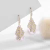 2021 à la mode perle Dangler femmes luxe mariage bijoux plaqué or cubique zircone boucle d'oreille marque Design oreille crochet