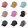 Paardenstaart Hoed 65 Stijlen Gewassen Verontruste Rommelige Broodjes Ponycaps Baseball Cap Luipaard Zonnebloem Papa Trucker Mesh hoed Outdoor Sport Verstelbare FHD03