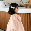 女の子長袖ピンク色のドレスユニークなデザインの王女のドレス弓の子供の甘い服女の子のための甘い服20220304 Q2