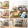 Pillow Case Linne Plain Plaid Striped Pillow Cover Check Mönster Kuddar Omslag Xmas Square Tartan Bil Pillowcases Kuddehölje