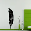 거울 3D 깃털 아크릴 거울 벽 장식 스티커 거실에 대 한 패션 DIY 자기 접착 아트 데칼 실버 골드