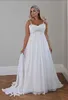 Plus Size Casual Beach Wedding Dresses 2021 Spaghetti Straps Beaded Chiffon Floor Length Empire Waist Elegant Bridal Gownse