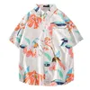 Floral Print Men Beach Casual Hawaiian Holiday Mens Aloha Shirt Oversized Kortärmad Camisas Flower Vintage Camisa 210524