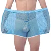 Meth Men Shorts Sexy Beach Board See przez Fishnet Gay Male Stage Loose Hollow Out Blue Red Black White Men's