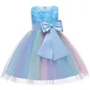 Happy Year Baby / Toddler Girl Floral Bowknot Granadina Colorido con volantes Vestido de fiesta sin mangas 210528