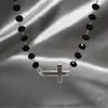 Bracelets porte-bonheur 2021 mode exquis perles noires croix Bracelet couleur or chaîne en métal pour femmes hommes fête cadeaux bijoux