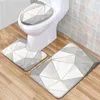 3-х частей набор мраморный напольный коврик дверной коврик для ванной комнаты ковер водонепроницаемый ванная комната ковры туалет туалетная крышка пола коврик для ванной комнаты 211109