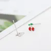 Boucles d'oreilles de pote de cerise charmantes 925 ennemi en argent huile rouge fruit romantique boucle d'oreille beaux enfants cadeaux élégants étalons de mariage