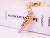 Crystal Keychain Lipstick Key Holder Rhinestone Keyring Red Rose Pendant Car Ornament Accessories 5 styles Women Jewelry