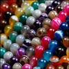 Agate Perles Lâches Bijoux 8Mm Couleur Naturelle Stripe Pierre Ronde Pour Faire Diy Bracelet Collier Onyx Perle Drop Delivery 2021 Jslpy