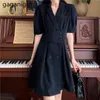 Gaganight Summer Blazerドレス女性半袖スーツのドレスノッチのオフィスの女性のエレガントなミニドレス韓国のドレス210519