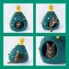Pet Cat Bed Christmas Comfortable Pet Bed Christmas Tree Winter Warm Pets Nest Cat House Mat Dog Bed For Cats Litter Kennel Home 2101006