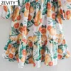 Vrouwen tropische bloemen fruit print elastische mini-jurk vrouwelijke chique rug rits plechtige ruches strand vestido DS5062 210416