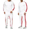 Mens ativos tracksuits moda meninos com capuz camisolas trackpants 2021 cor sólida com padrão de listra dois peças calças sportswear