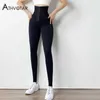Solid Hoge Taille Leggings Vrouwen Breasted Sport Gym Meisje Warme Leggins Mujer Jogging Training Casual Push Up Legging Fitness 210928
