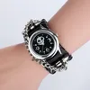 Zegarek na rękę Zegarek Kwarcowy Wristwatch Cool Punk Bransoletka Czaszka Łańcuch Gotycki Styl Skórzany Mężczyźni Kobiety Boże Narodzenie Prezent Relojes Hombre