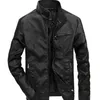 Vestes pour hommes hommes automne hiver veste en cuir manteau rétro col montant moto chaud polaire PU pour vêtements MY497