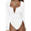 Colysmo Sexy Combinaison Femmes Manches Longues Creux Out Body Vêtements Pour Femmes Printemps Solide Salopette Décontractée Blanc Combishort 210527