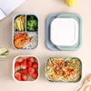 Silikon-Bento-Box, Bento-Lunchbox für Kinder und Erwachsene, Mikrowellen-Lunchbehälter mit 3 Fächern 210925