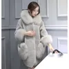 Abrigo de piel sintética S-3XL de talla grande gris rojo invierno coreano manga larga suelta moda delgada gruesa chaqueta de imitación LR380 210531