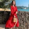 Primavera verão casual mulheres manga longa vestidos de vocação vocação vestido de férias vestido 210531