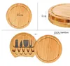 Strumenti da cucina Bamboo Formaggio e coltello Set Set rotondo Charcuterie Boards Boards Swivel Charm Platter Holiday Holiday Holiday Regalo Casalinga RRD13584 Seaway